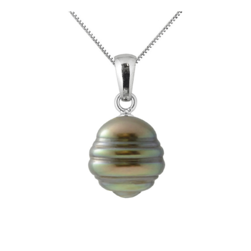 Colier cu pandantiv Argint si perle naturale tahitiene, Argint, Calitate A+, 10-11 mm, 42 cm