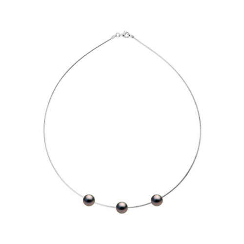 Colier cu Pandantiv Argint si Perle Naturale Tahitiene, Argint, Calitate A+, Rotund, 9-10 mm, 42 cm