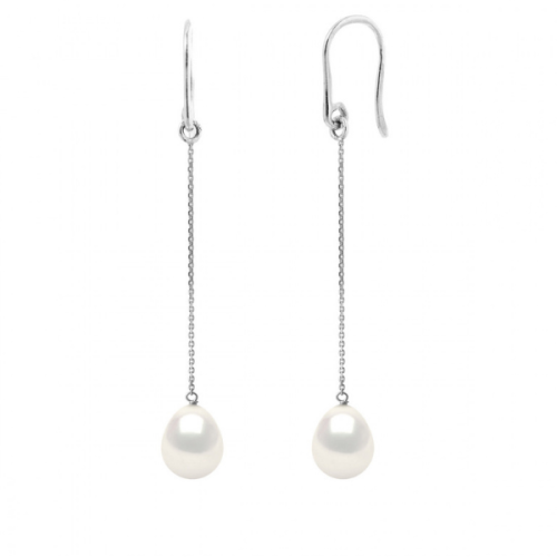 Cercei din argint cu Perle de Cultura in Forma de Para, 7-8 mm, Calitate AAA+, antialergici