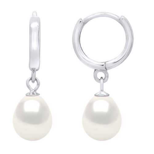 Cercei cu perle naturale Ovale, 8-9 mm si argint